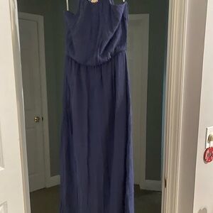 Lily Rose Navy Maxi Dress with Spaghetti Straps. Perfect for Easter!